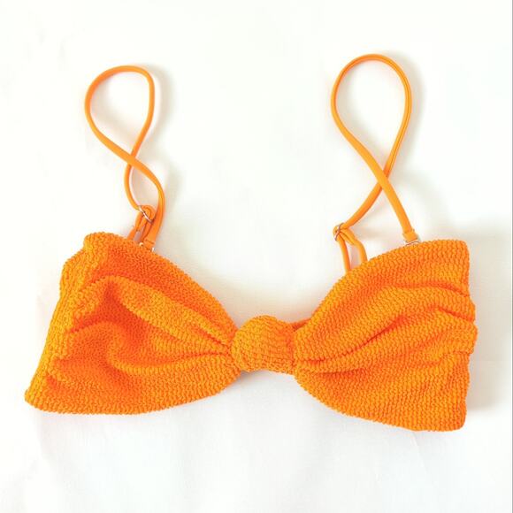 Inc. Swim It's Now Cool Swimwear Orange Bikini Top Crimped Tangerine Bandeau XS - Picture 5 of 7